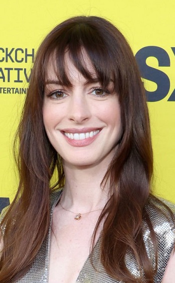 Anne Hathaway's Long Curled Hairstyle/Bangs - 20220312