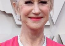 Helen Mirren’s Short Layered Haircut/Side Sweeping Bangs – 91st Annual Academy Awards