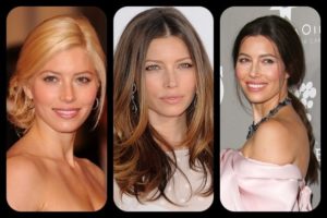 Jessica Biel Hairstyles Feature Collage