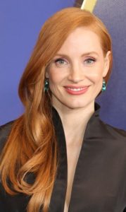 Jessica Chastain's Long Curled Side Sweep Hairstyle - 20220307