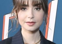 Lily Collins – Loose Updo/Wispy Bangs (2022) – “Windfall” LA Special Screening
