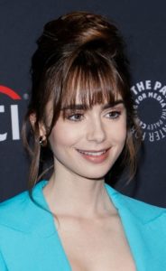 Lily Collins' Intricate Updo/Wispy Bangs - 20220410