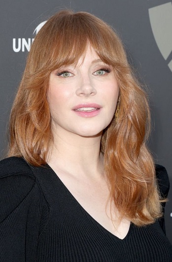 Bryce Dallas Howard's Long Curled Hairstyle/Curtain Bangs - 20220611