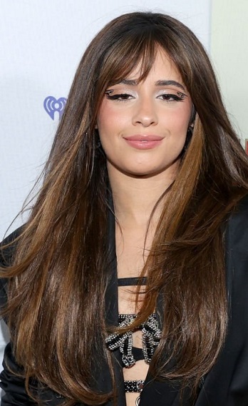 Camila Cabello's Long Straight Hairstyle/Curtain Bangs - 20220604
