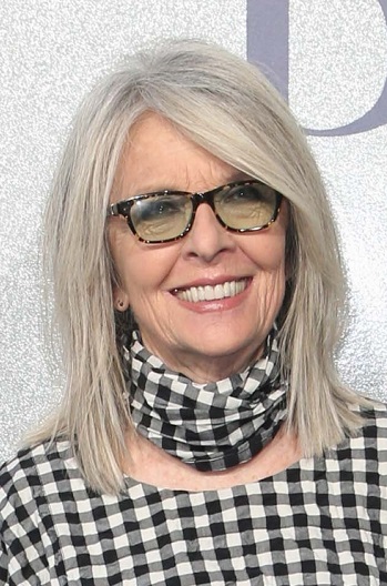 Diane Keaton's Shoulder Length Straight Gray Hairstyle - 20190501