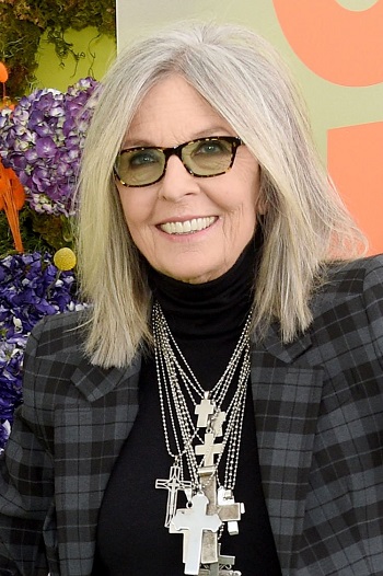 Diane Keaton's Shoulder Length Straight Gray Hairstyle - 20191103