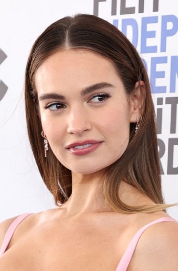 Lily James' Long Straight Hairstyle - 20220306