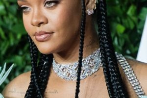 Rihanna – Long Braided Hairstyle – The Fashion Awards 2019