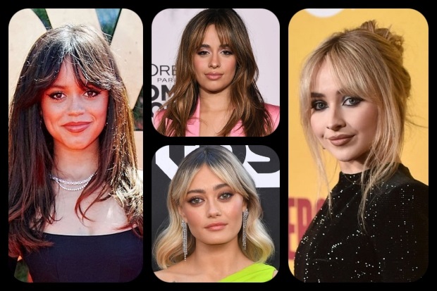 Trending Hairstyles with Curtain Bangs Feature Collage