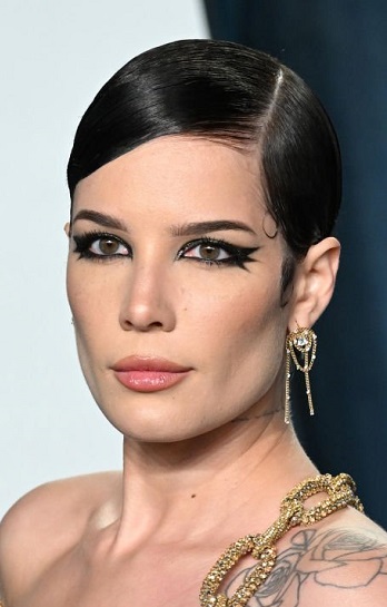 Halsey's Short Slicked Back Hairstyle - [Hairstylist: Marty Harper] - 20220327