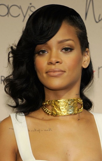 Rihanna - Medium Length Curled Hairstyle - [Hairstylist: Yusef] - 20121201