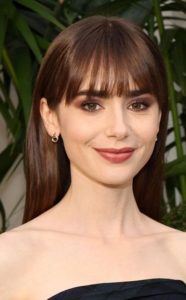Lily Collins - Long Straight Hairstyle/Wispy Bangs (2022) - [Hairstylist: Gregory Russell] - 20221013