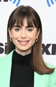 Lily Collins - Long Straight Flip Hairstyle/Wispy Bangs - [Hairstylist: DJ Quintero] - 20221214