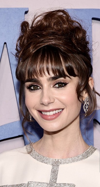 Lily Collins - Intricate Updo/Bangs - [Hairstylist: DJ Quintero] - 20221215