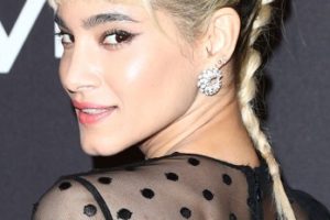 Sofia Boutella – Blonde Braided Hairstyle/Straight Across Bangs – InStyle And Warner Bros. Golden Globes After Party 2019