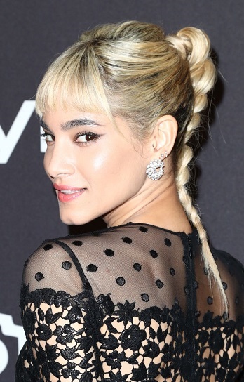 Sofia Boutella - Blonde Braided Hairstyle/Straight Across Bangs - [Hairstylist: Andy Lecompte] - 20190106