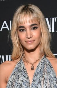 Sofia Boutella - Long Beach Waves Hairstyle/Straight Across Bangs - [Hairstylist: Andy Lecompte] - 20190219
