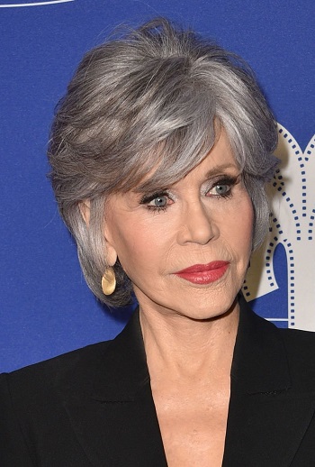 Jane Fonda - Gray Short Layered Haircut (2023) - [Hairstylist: Jonathan Hanousek] - 20230107