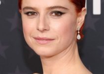 Jessie Buckley – Maraschino Cherry Red Short Pinned-Back Hairstyle (2023) – 28th Annual Critics Choice Awards