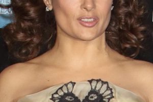 Salma Hayek – Long Curly Hairstyle – “Alexander McQueen: Savage Beauty” Exhibition Private View