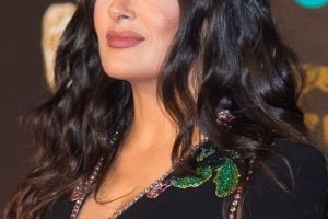 Salma Hayek – Long Curly Hairstyle – 71st Annual EE British Academy Film Awards
