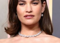 Lily James – Medium Length Curled Hairstyle (2023) – 80th Annual Golden Globe Awards