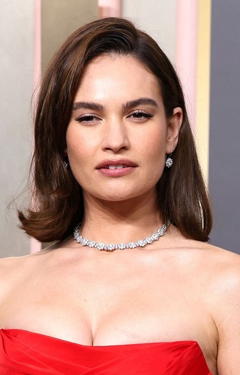 Lily James - Medium Length Curled Hairstyle (2023) - [Hairstylist: Halley Brisker] - 20230110