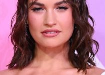 Lily James – Medium Length Curled Hairstyle (2023) – “What’s Love Got To Do With It?” UK Premiere