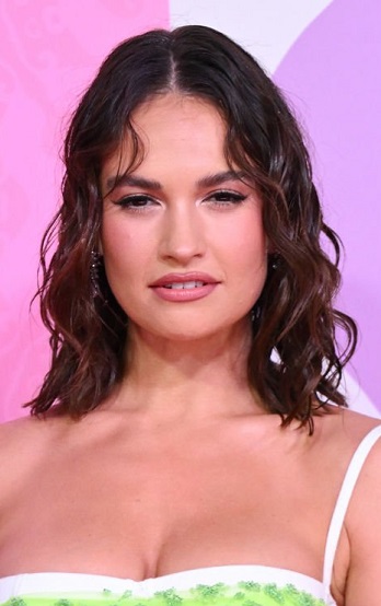 Lily James - Medium Length Curled Hairstyle (2023) - [Hairstylist: Halley Brisker] - 20230213