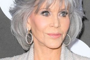 Jane Fonda – Ageless Medium Length Layered Hairstyle/Wispy Bangs (2023) – 76th Annual Cannes Film Festival