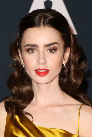 Lily Collins - Long Curled Hairstyle - [Hairstylist: Gregory Russell] - 20161112