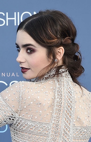 Lily Collins - Prairie Goth Updo - [Hairstylist: Gregory Russell] - 20161211