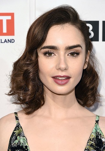 Lily Collins - Medium Length Curled Hairstyle - [Hairstylist: Gregory Russell] - 20170107