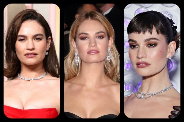 Lily James Hairstyles Feature Collage