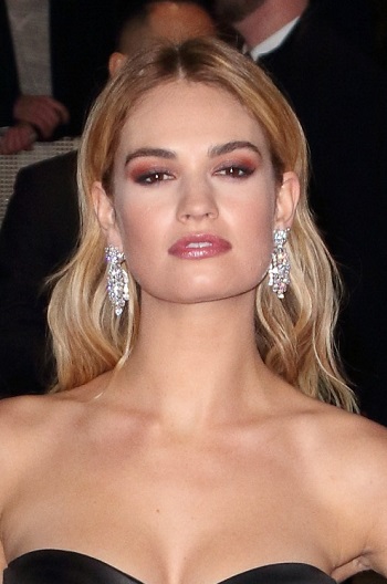 Lily James - Long Curled Hairstyle - [Hairstylist: George Northwood] - 20180218