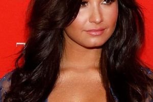 Demi Lovato – Black Long Curled Hairstyle/Brunette Highlights – Time 100 Gala