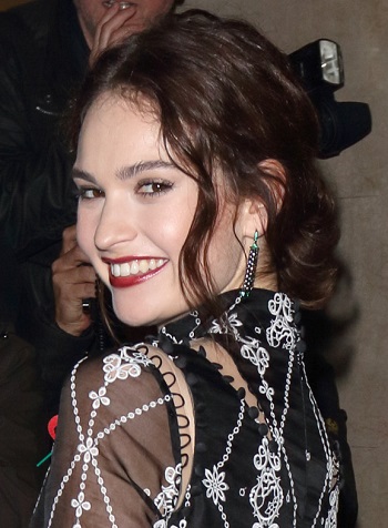 Lily James - Curly High Ponytail - 20151103