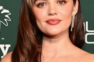 Lucy Hale – Long Curled Deep Side Part Hairstyle – 2023 Baby2Baby Gala