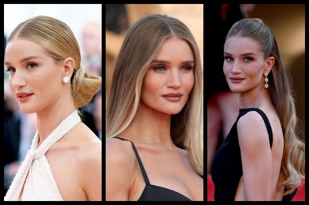 Rosie Huntington Whiteley Hairstyles Feature Collage