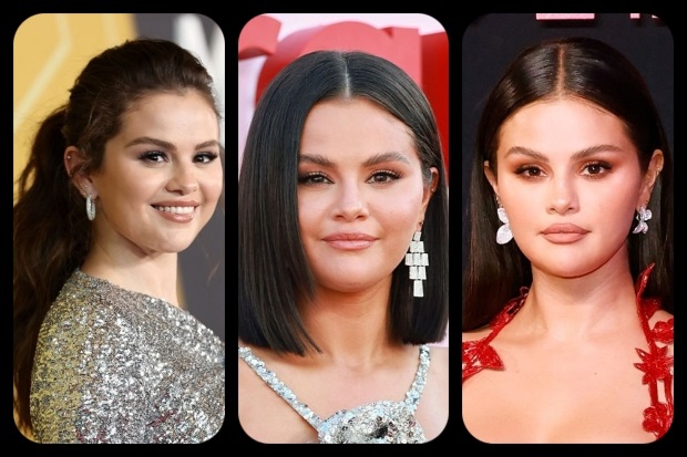 Selena Gomez Hairstyles Feature Collage
