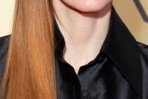 Jessica Chastain – Long Straight Side Sweeping Hairstyle (2023) – 20th Marrakech International Film Festival