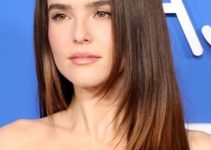 Zoey Deutch – Long Straight Angled Layers Hairstyle (2023) – Fashion Trust US Awards