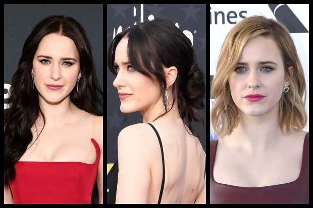 Rachel Brosnahan Hairstyles Feature Collage